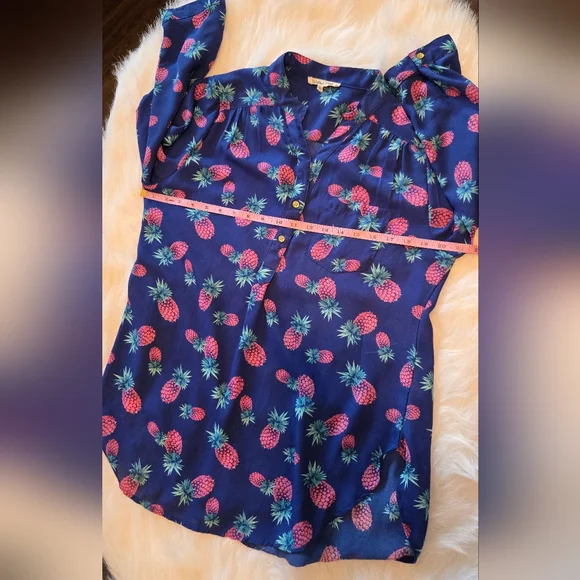 Wishful Park Blue Buttoned Blouse with Mandarin Collar - Picture 6 of 9